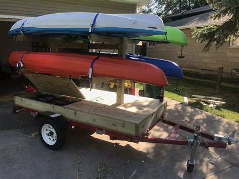 15. Converted Kayak/Camping Trailer. Haul the kayaks with camping gear for the entire family with a standard trailer on the back. The project costs a mere total of $363 at the time of its implementation. Starting with a simple Harbor Freight, you can easily transform into a usable trailer in a reasonable time.